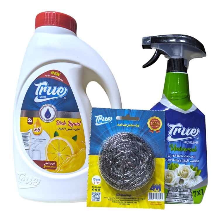 ترو عرض صابون اطباق 2لتر+مزيل دهون600مل+لوف هدية