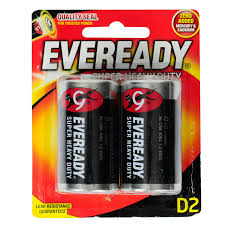 Eveready Super Heavy Duty D Batteries, 1.5v, 2 Pieces